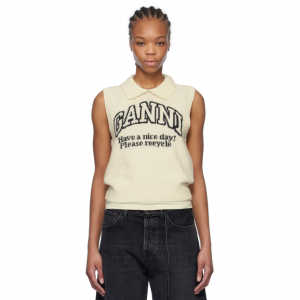 GANNI Off-White 羊毛混纺领背心