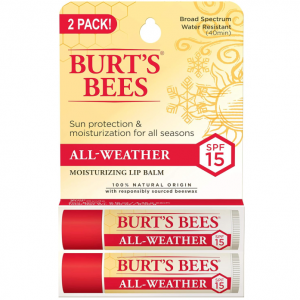 Amazon Burt's Bees全天候防晒润唇膏SPF 15 0.15oz2支装热卖