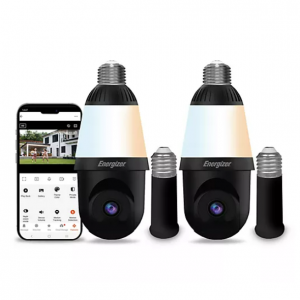 Energizer 智能 WIFI 平移和倾斜 2K 灯泡摄像机 2 件装