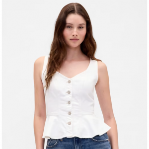 牛仔荷叶边背心