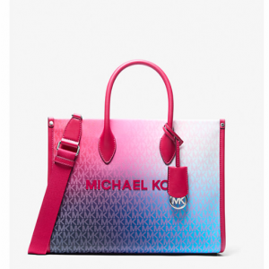 Michael Kors Outlet Mirella Medium Ombré Signature Logo Tote Bag