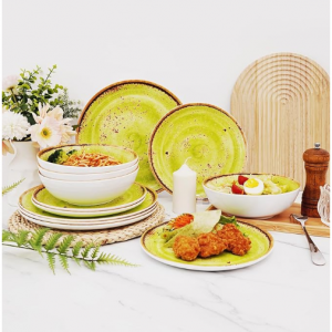 TP 12件餐具套装，密胺餐具套装（含碗和盘子） @ Amazon