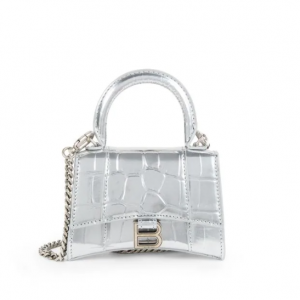 Balenciaga 迷你沙漏鳄鱼压纹皮革手提包