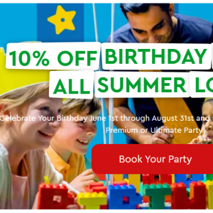 Save 10% when you book a Premium or Ultimate Party @LEGOLAND Discovery Center Columbus