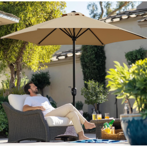 Yaheetech Patio Umbrella, 9' Outdoor Table Umbrella with Sturdy Ribs, Push Button Tilt and Crank