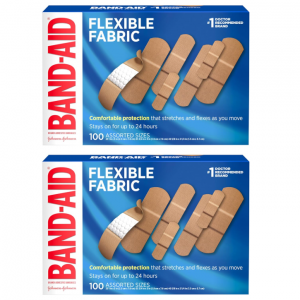 Band-Aid Brand Flexible Fabric Adhesive Bandages, Assorted Sizes, Twin Pack, 2 x 100 ct @ Amazon