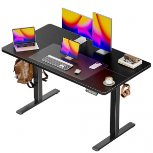 Huuger 48 x 28 Large Electric Standing Desk, Height Adjustable Desk, 27.6" Deep Desktop @ Amazon