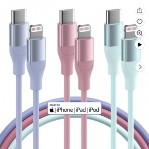 Walmart -  Bkayp 充電器線 [Apple Mfi 認證] 3 根裝 6 英尺快速充電線，直降$12.81