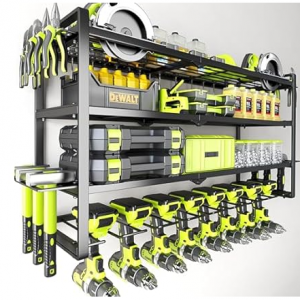Large Power Tool Organizer Wall MountHeavy Duty Metal Storage Rack with 8 Drill Holder 4 Layer