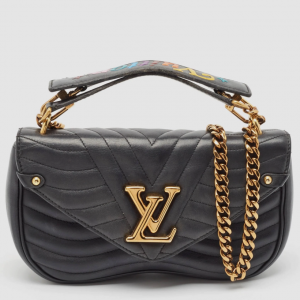 Louis Vuitton Black Leather Chain New Wave MM Bag