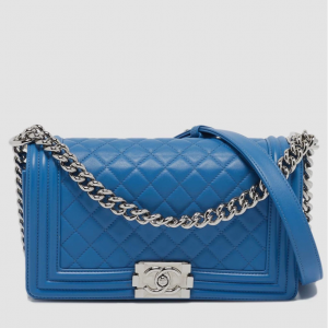 Chanel Light Blue Quilted Leather Medium Boy Flap Bag
