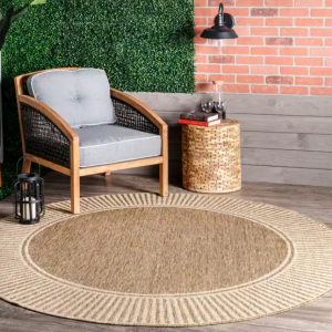 Nuloom Leah Classic Bordered Indoor/Outdoor Area Rug - 6'7" Round - Light Brown