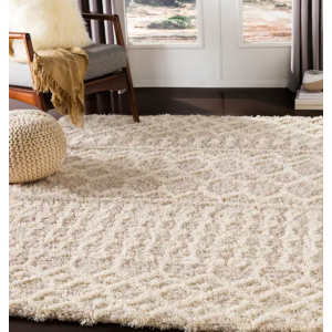 Livabliss Newton Geometric Moroccan Trellis Shag Area Rug - 2' x 2' 11" - Beige