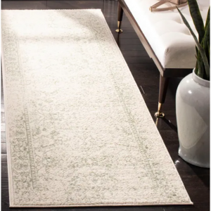 SAFAVIEH Adirondack Dakota 鄉村風格破舊別致仿舊地毯 - 2'1" x 8' 長條地毯 - 象牙色/鼠尾草色 - 長條地毯