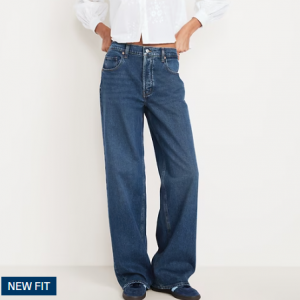 中腰宽松阔腿牛仔裤