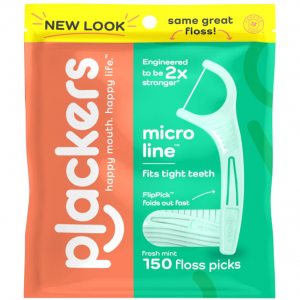 Plackers Micro Mint Dental Flossers, Fresh Mint Flavor, Fold-Out Toothpick, Super Tuffloss, Easy S