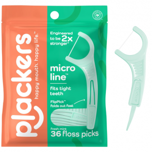 Plackers Micro Mint Dental Flossers, Fold-Out Toothpick, Super Tuffloss, Easy Storage with Sure-Zi