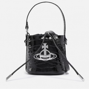 Vivienne Westwood Daisy Drawstring Croc-Effect Leather Bag