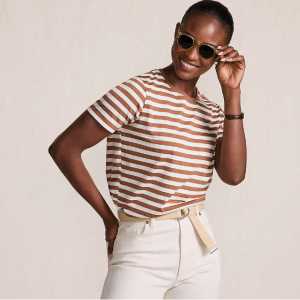 Lands End Relaxed Supima 女士纯棉休闲条纹T恤