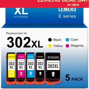 26% off Remanufactured Epson 302XL Ink Cartridges (5 Pack) @LEMERO