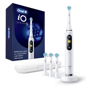 Oral-B iO Series 9 Electric Toothbrush with 3 Replacement Brush Heads, White Alabaster @ Amazon