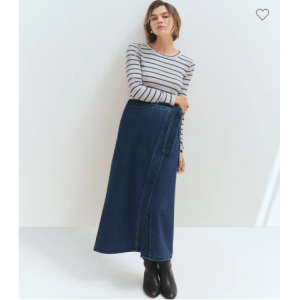 Weekend Collection Denim Wrap Maxi Skirt