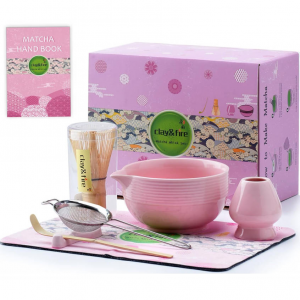 Clay&Fire Matcha Whisk Set, 15 OZ Matcha Bowl with Spout and Whisk, 8 pcs Matcha Tea Kit @ Amazon