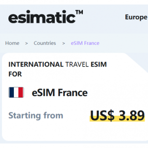 eSIM France card Starting from $3.89 @Esimatic