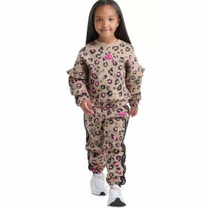 adidas Toddler & Little Girls Printed Flutter-Sleeve Pullover Sweatshirt & Elastic-Waistband Print