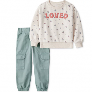 Carter's Toddler Girls 2-Pc. "Loved" Pullover Sweatshirt & Pants Set