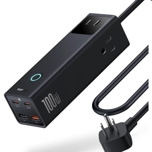 Amazon - Baseus 7口1200J防浪涌排插 带3个AC口和4个USB口 支持100W PD快充，现价$26.59