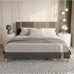 SLEKVERSA 高颜值灰色软包床架 King @ Amazon