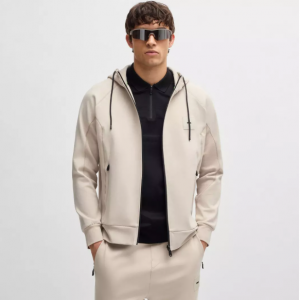 BOSS Saggy Rib 男士拉链连帽卫衣