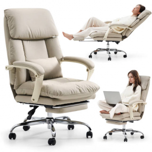 EMIAH C029 Ergonomic Genuine Leather Office Chair with Foot Rest