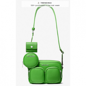 Michael Kors Outlet Jet Set Leather Medium Crossbody Bag with Case for Apple Airpods Pro