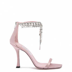 JIMMY CHOO Verity 100 crystal-embellished satin sandals