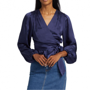 Tanya Taylor Blaire Satin Wrap Top