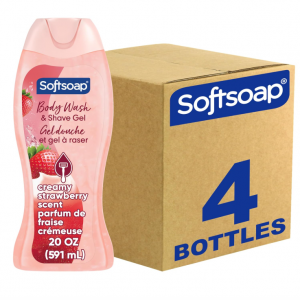Softsoap 草莓香沐浴露+脱毛洗护2合1 20oz 4瓶装 @ Amazon