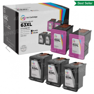 LD 再生替换套装，3 个黑色墨盒和 2 个彩色墨盒，适用于 HP 63XL