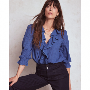 Boden 女士荷叶边 V 领衬衫