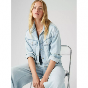 Levi's® Premium Shrunken '90s棉麻+牛仔混紡新款牛仔夾克