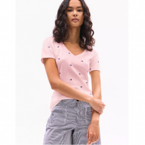 Tommy Hilfiger Allover Flag V领T恤