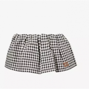MIU MIU Check-Print Low-Waist Cotton Shorts