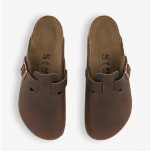 BIRKENSTOCK Boston logo-embossed leather clogs