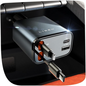 Amazon - LISEN 69W 可伸缩车载充电器 ，现价$13.99