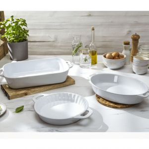 Staub 陶器3件套混合烤盘套装，纯白色