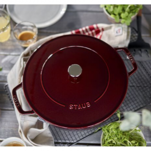 Staub Braisers 3.7 升铸铁圆形炒锅 Chistera,红石榴糖浆