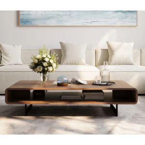 Flowwood 咖啡桌，带光滑胡桃木搁板