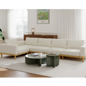 Lumi 沙发套模块化可翻转组合沙发，带木纹铝制底座