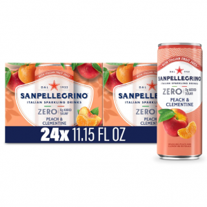 Sanpellegrino Zero Grams Added Sugar Italian Sparkling Drinks, Peach Clementine, 24 Cans @ Amazon